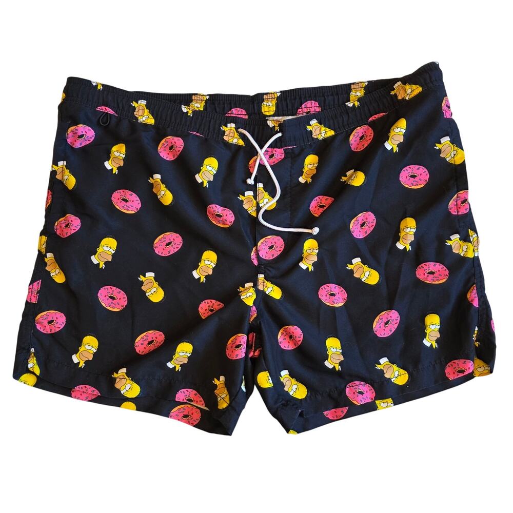 The Simpsons Homer Simpson Pink Donut‎ Swim Trunks Board Shorts Mens Size Medium